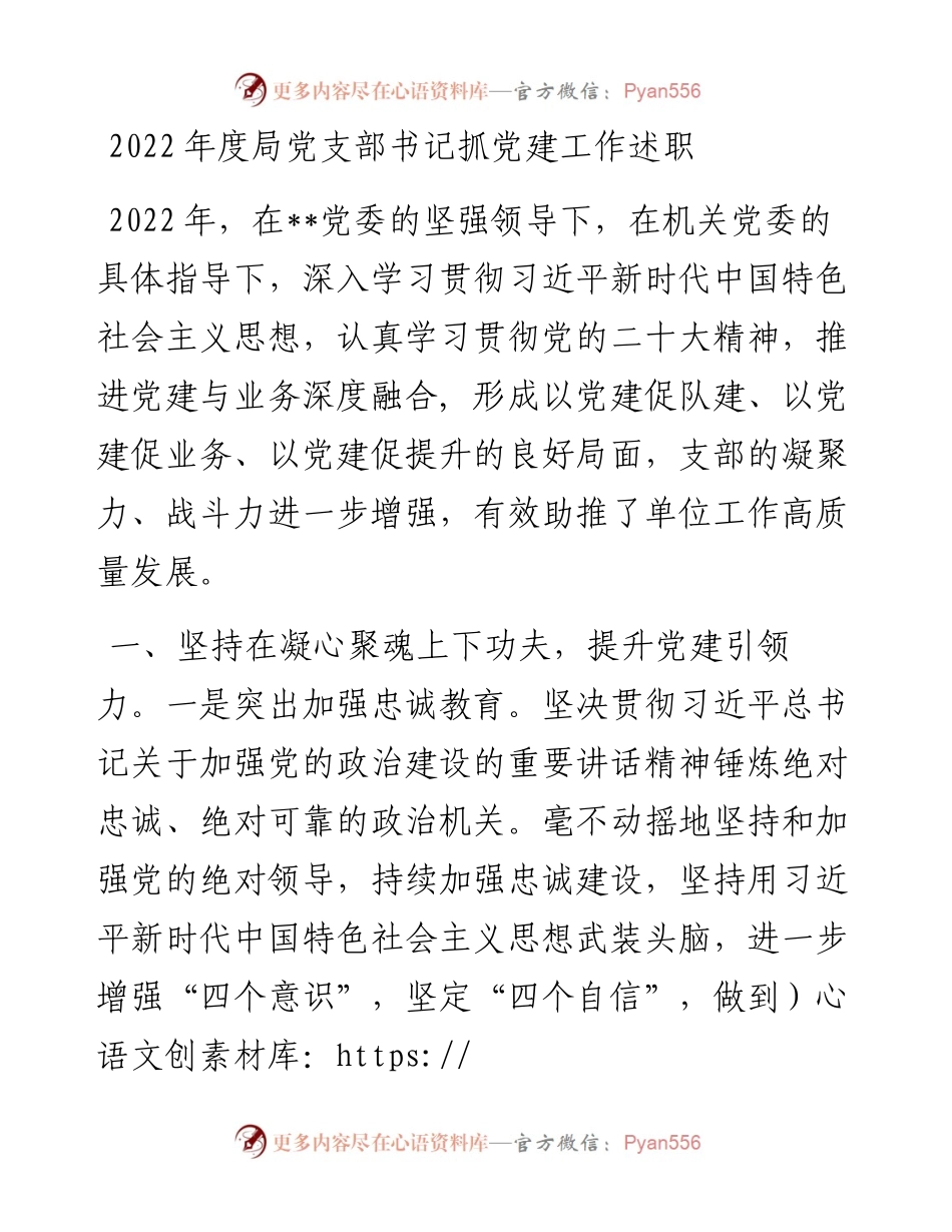 度局党支部书记抓党建工作述职 (2).docx_第1页
