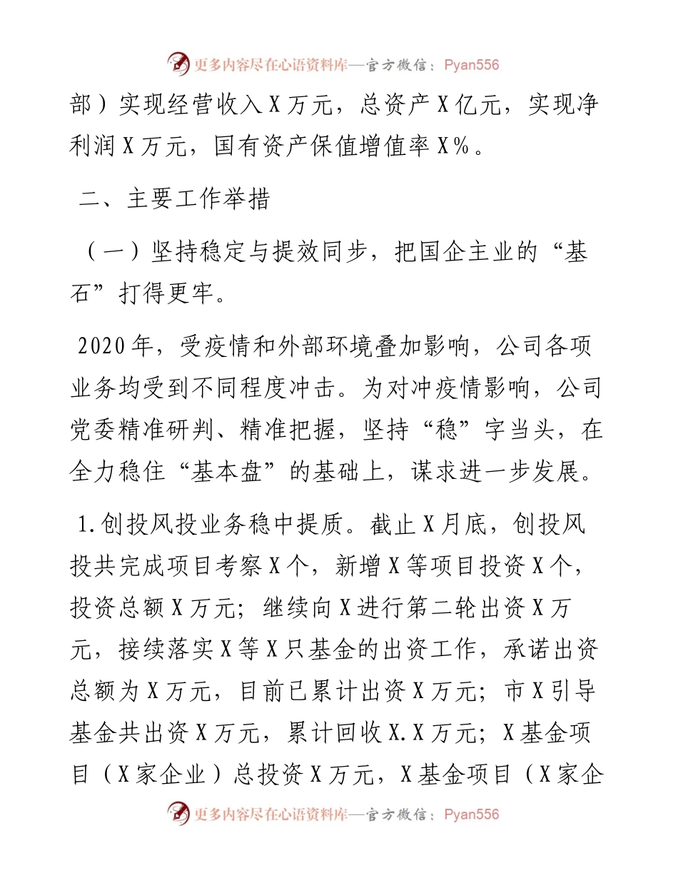 投资发展有限公司工作总结及工作计划.docx_第2页