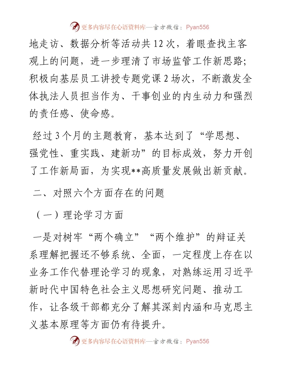 市监局副局长主题教育专题民主生活会对照剖析材料.docx_第2页