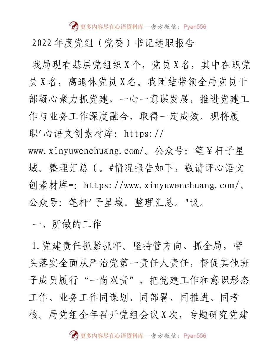 度党组（党委）书记述职报告.docx_第1页