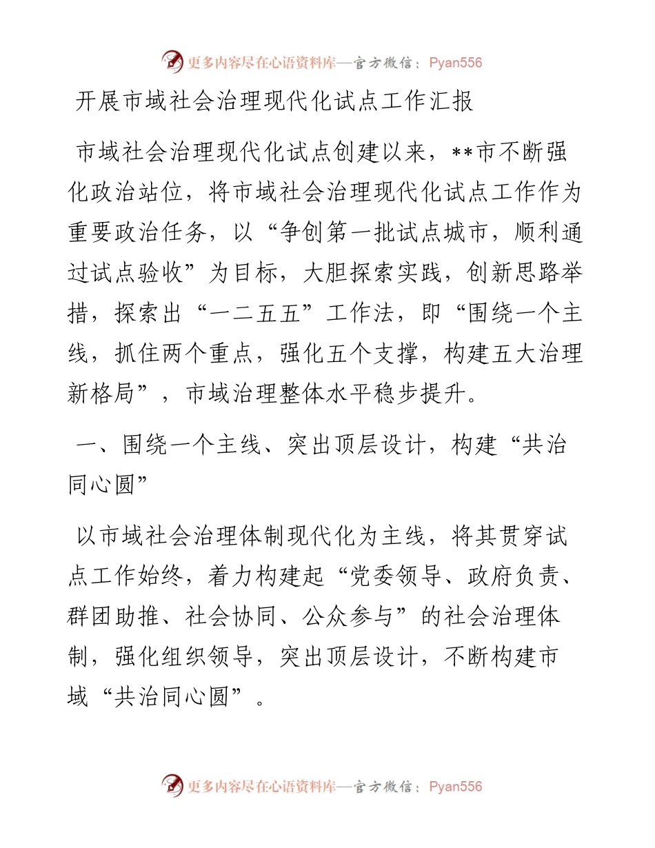 开展市域社会治理现代化试点工作汇报.docx_第1页