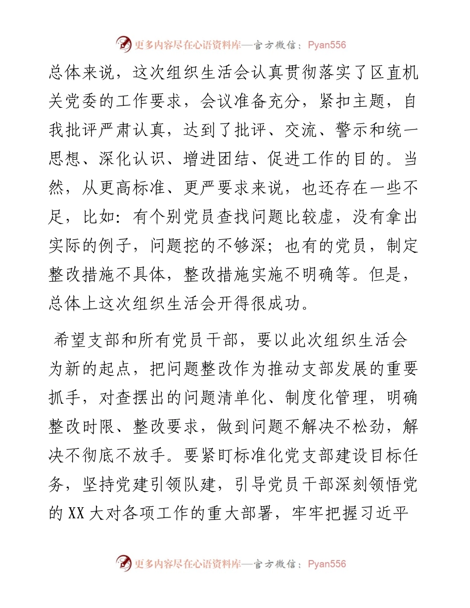 指导组在支部度组织生活会和组织评议党员大会上的点评讲话.docx_第2页