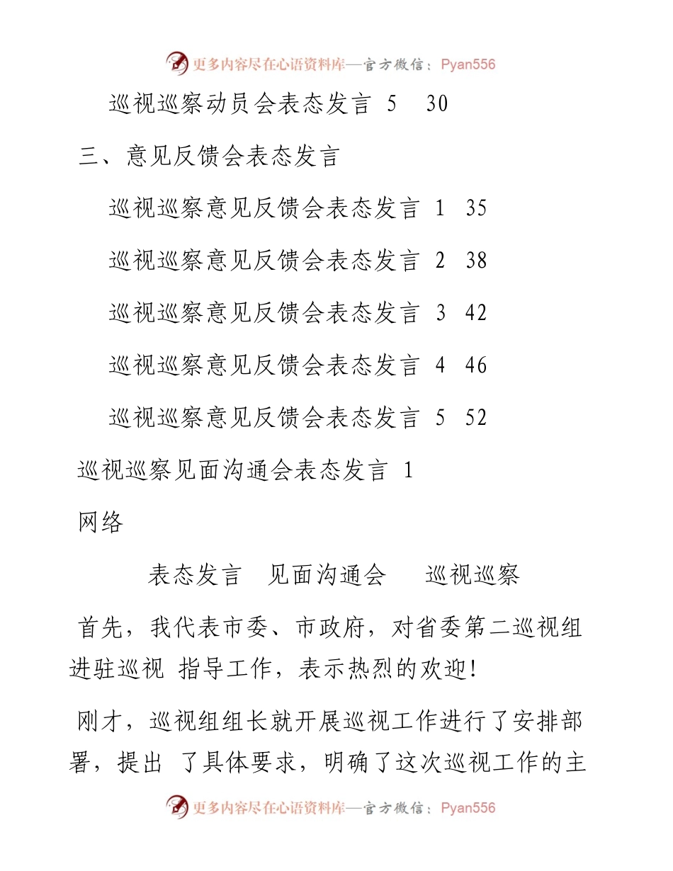 文汇系列139--巡察巡视见面沟通会、动员会、意见反馈会表态发言资料汇编（15篇）.docx_第2页