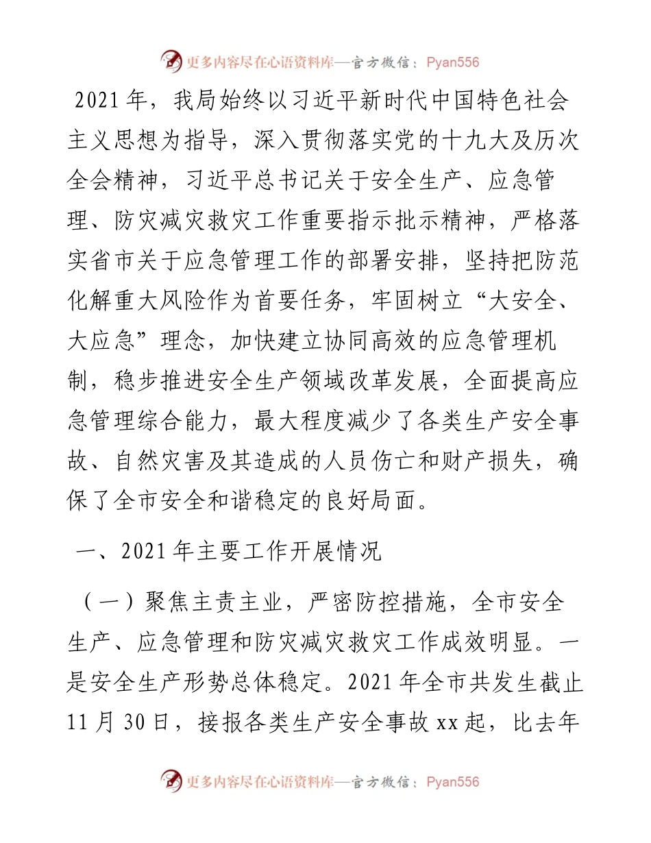 市应急管理局工作总结及工作计划.docx_第1页