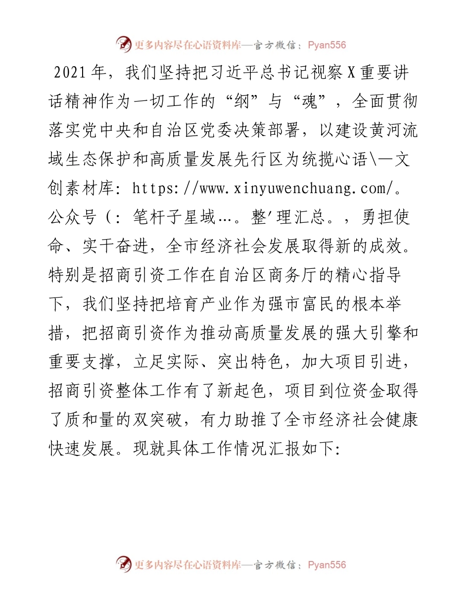 市人民政府招商引资工作汇报.docx_第1页
