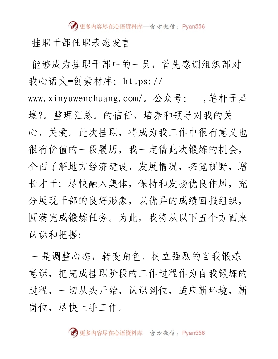 挂职干部任职表态发言(1).docx_第1页