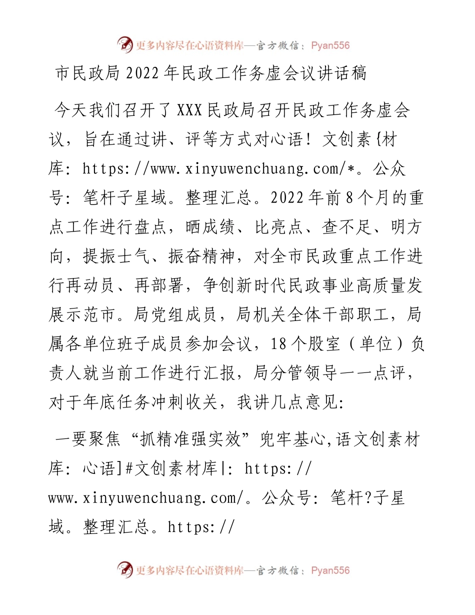 市民政局民政工作务虚会议讲话稿.docx_第1页