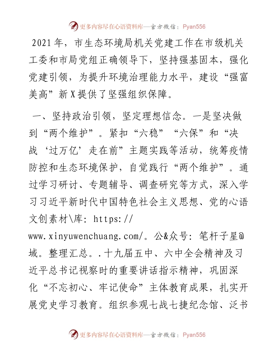 市生态环境局党组书记述职报告.docx_第1页