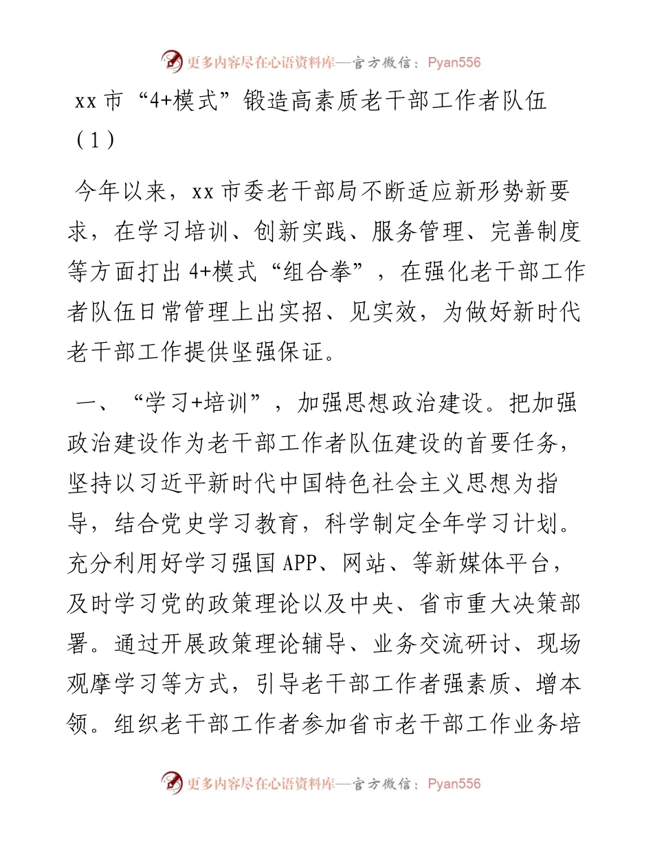 文汇系列2528--老干部工作队伍建设经验材料汇编.docx_第1页