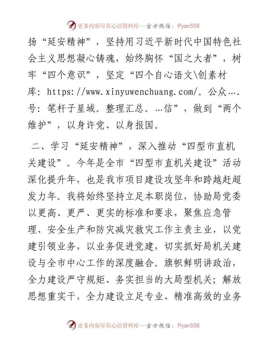 市应急管理局机关党委专职副书记在2024年市机关党务干部素养提升培训班关于延安精神典型发言.docx_第2页