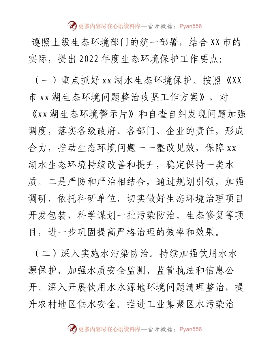 市生态环境局X分局工作要点.docx_第1页