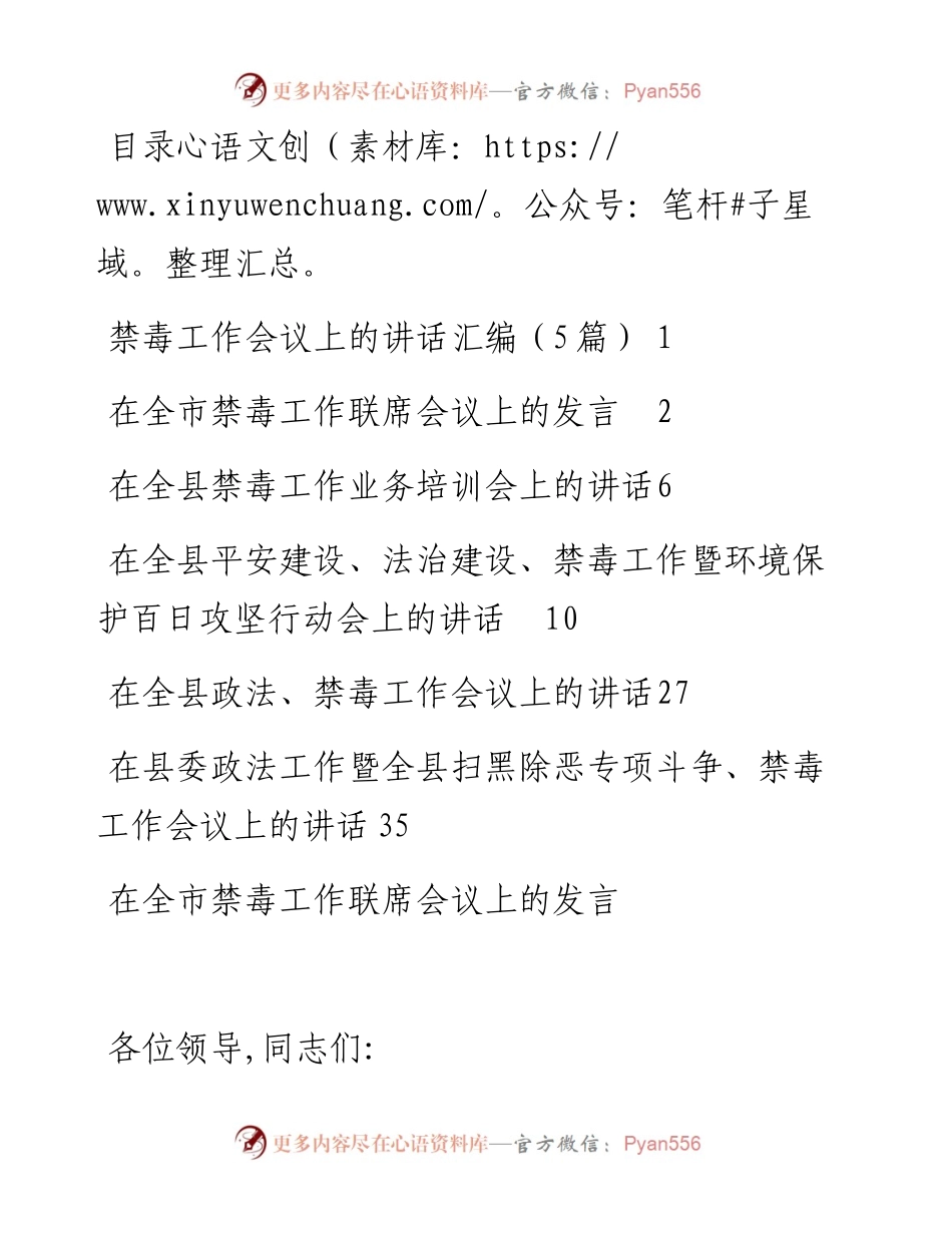 文汇系列2494--禁毒工作会议讲话汇编（10篇）.docx_第1页
