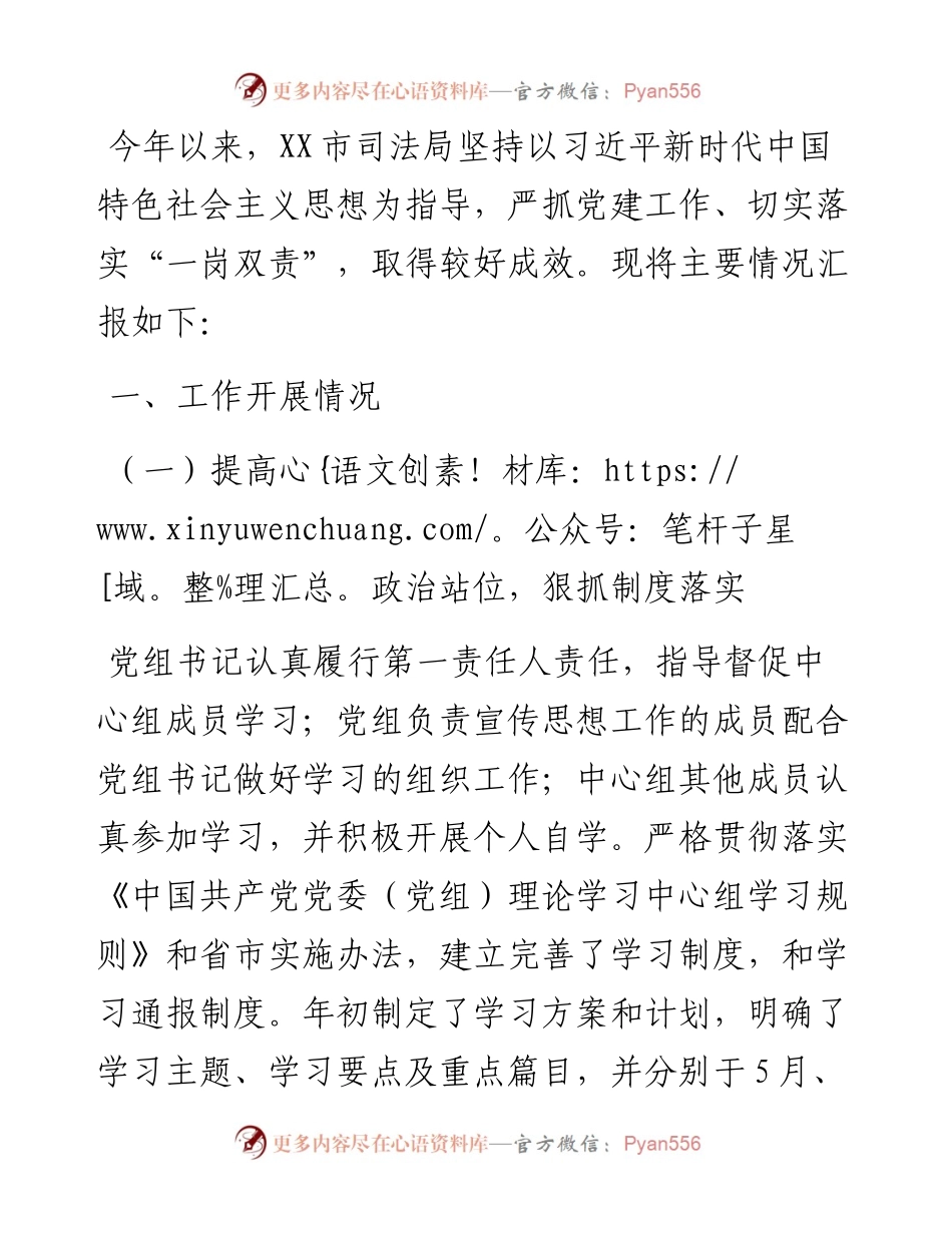 市司法局党建工作汇报.docx_第1页