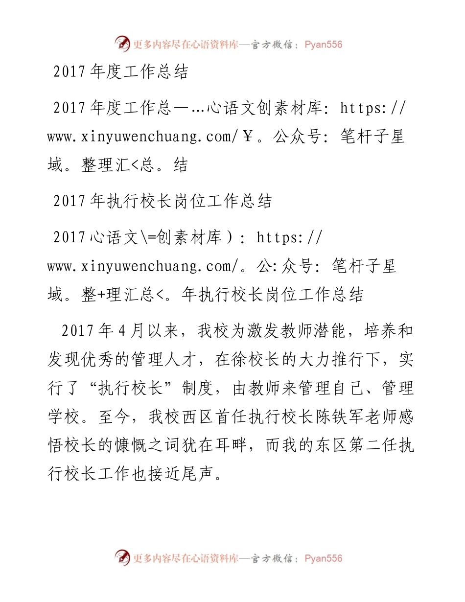 执行校长岗位工作总结.docx_第1页
