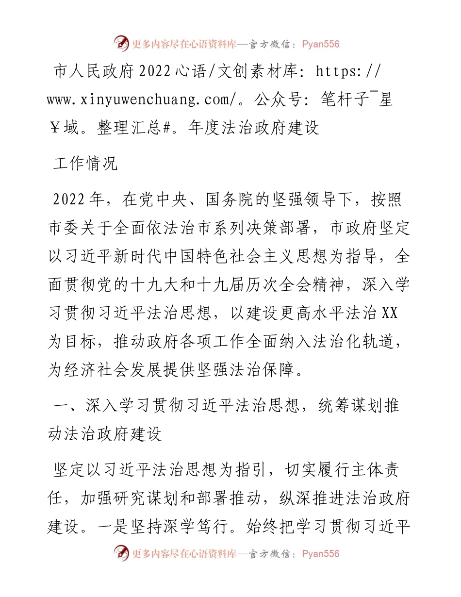 市人民政府度法治政府建设工作情况.docx_第1页
