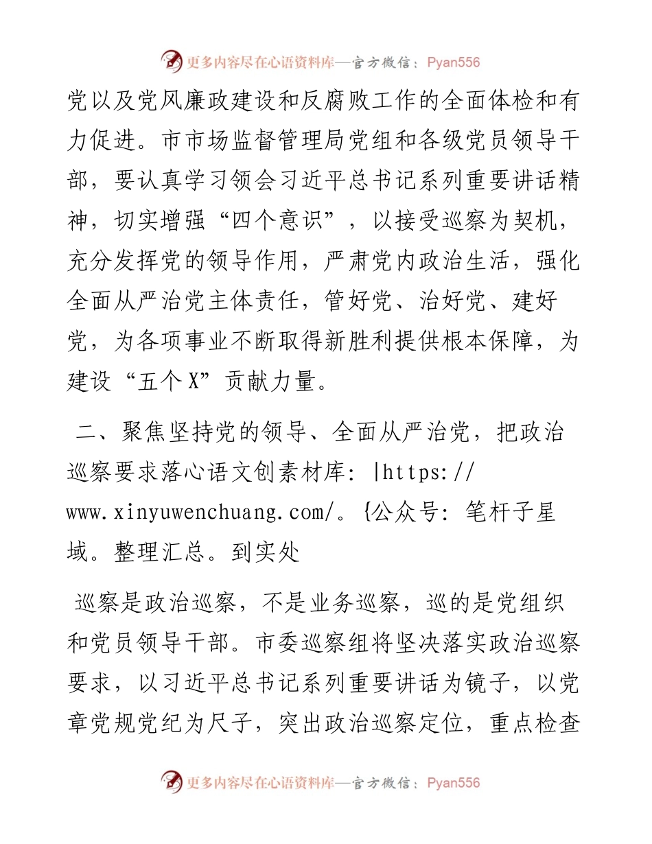 市委第五巡察组组长在对市场监督管理局开展巡察工作动员会上的讲话.docx_第2页