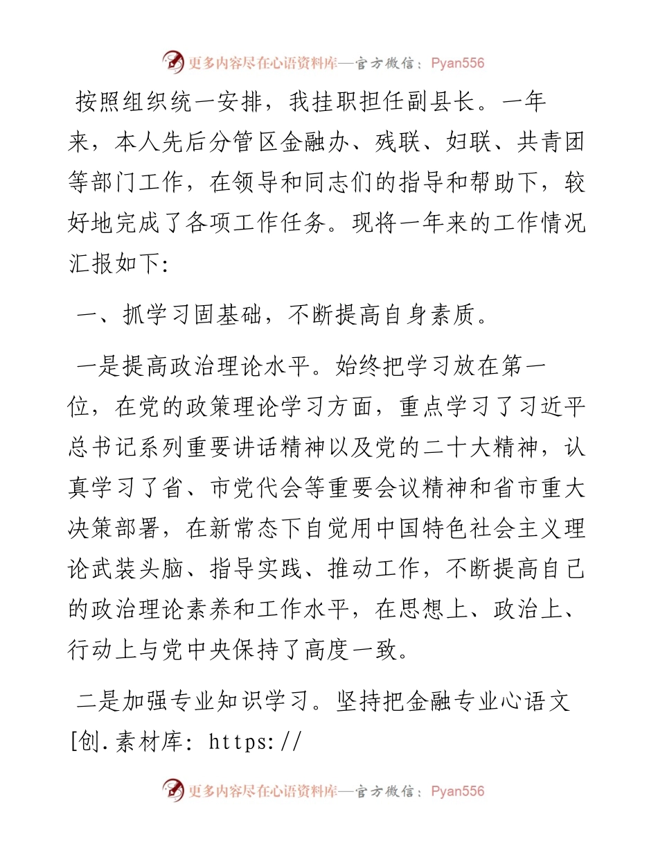 挂职副县长2023年度述职述廉述德报告.docx_第1页