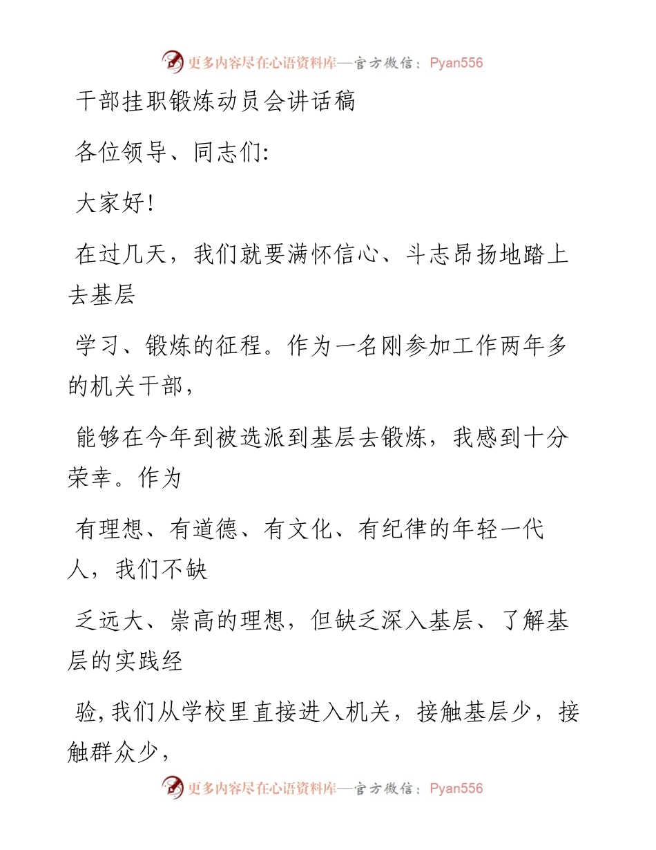 干部挂职锻炼动员会讲话稿(1).docx_第1页