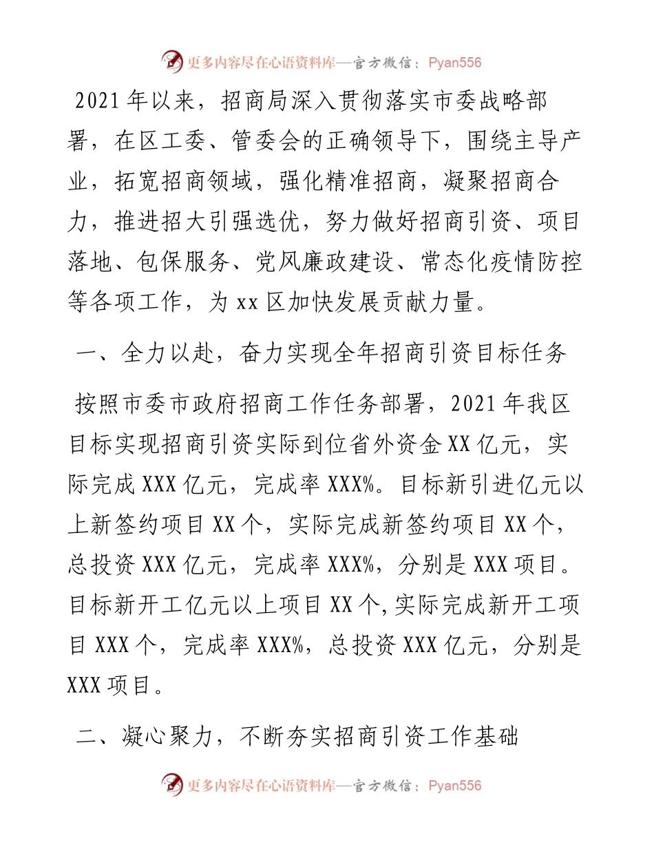 招商局工作总结及工作计划.docx_第1页