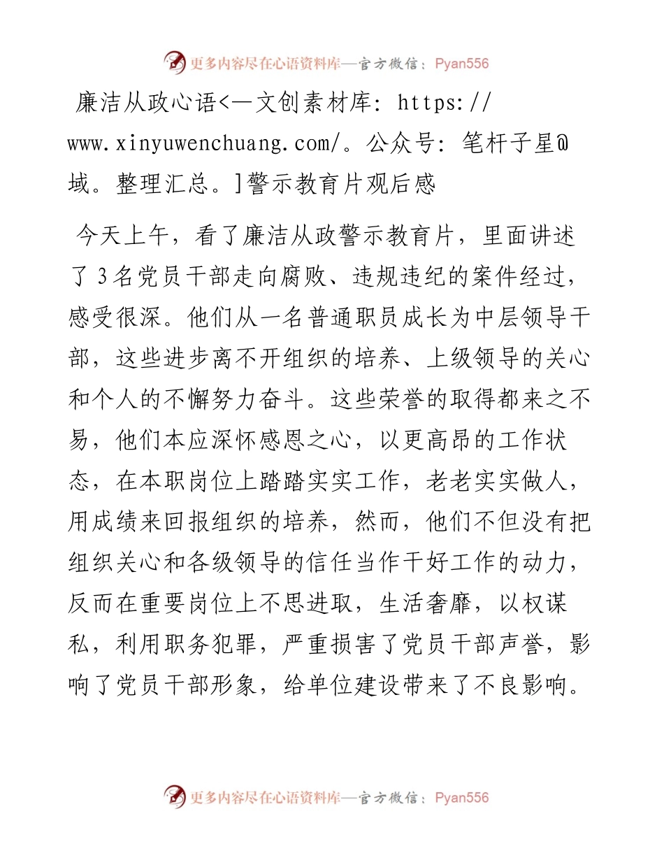 廉洁从政警示教育片观后感.docx_第1页
