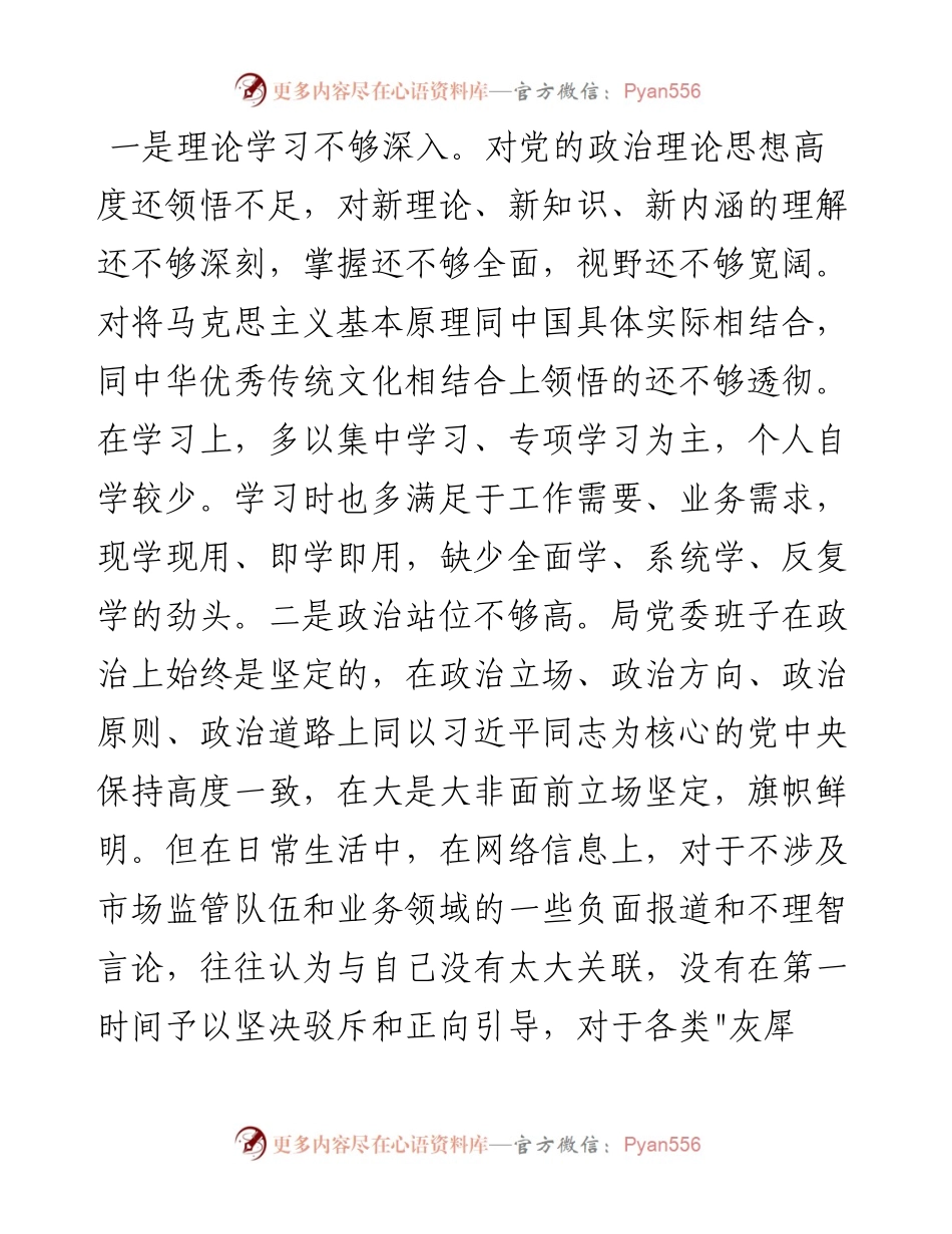 市场监督管理局领导班子度民主生活会对照检查材料.docx_第2页