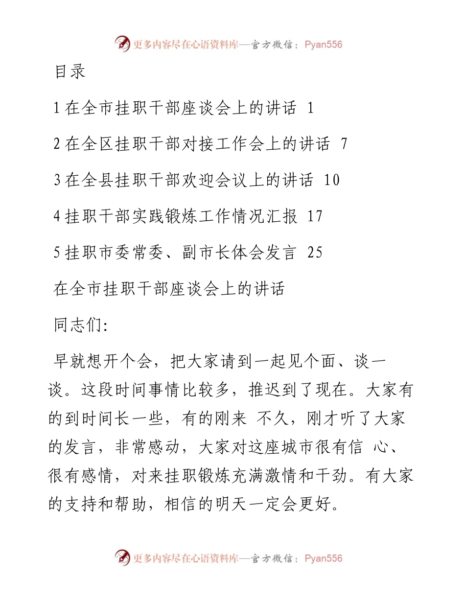 挂职干部相关讲话和发言汇编（5篇）.docx_第1页