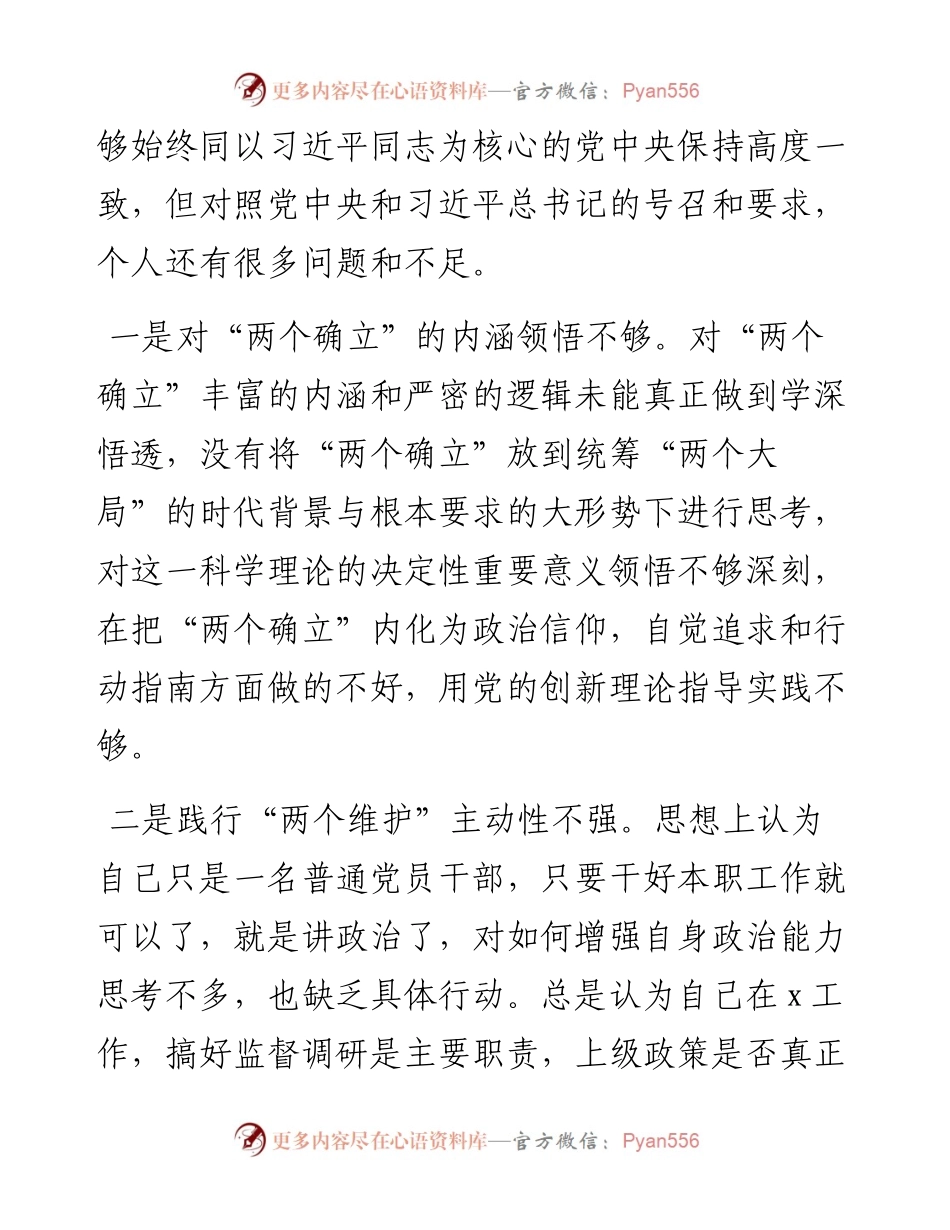 度组织生活会个人问题整改清单台账表格.docx_第2页