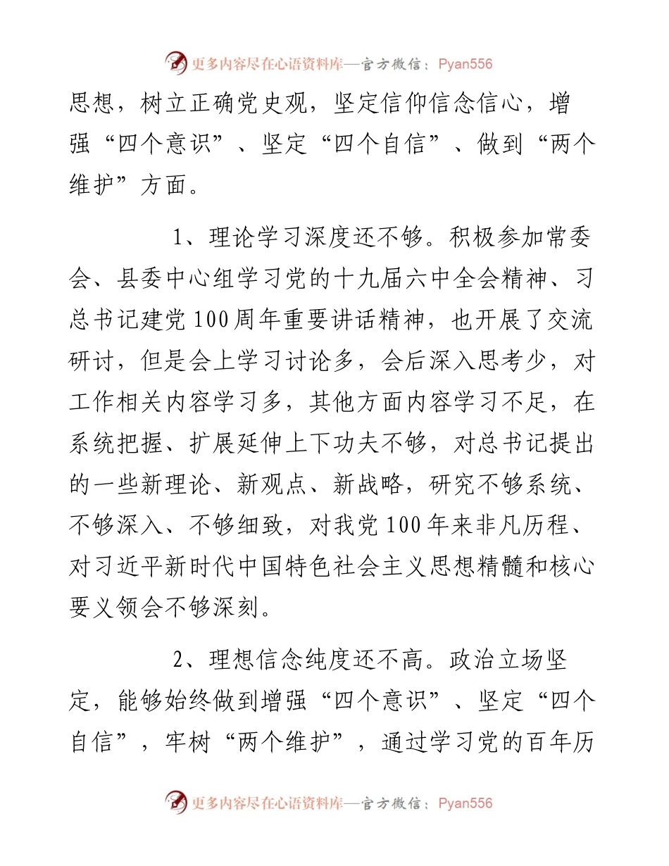 政府领导专题民主生活会五个方面对照检查材料.docx_第2页