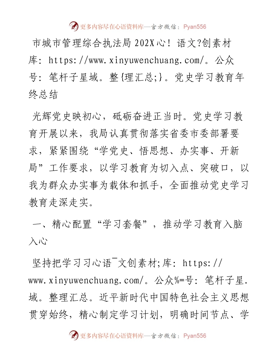 市城市管理综合执法局202X党史学习教育年终总结.docx_第1页
