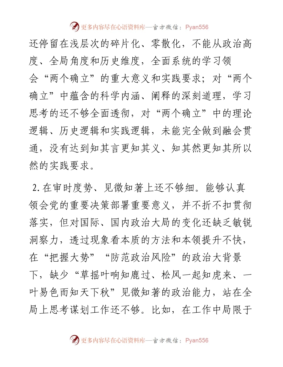 度公安局党委书记、局长民主生活会个人发言提纲.docx_第2页