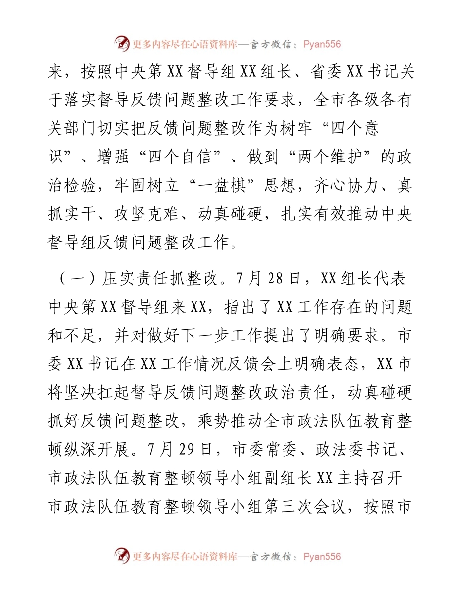 政法队伍教育整顿中央督导组反馈问题整改情况的报告.docx_第2页