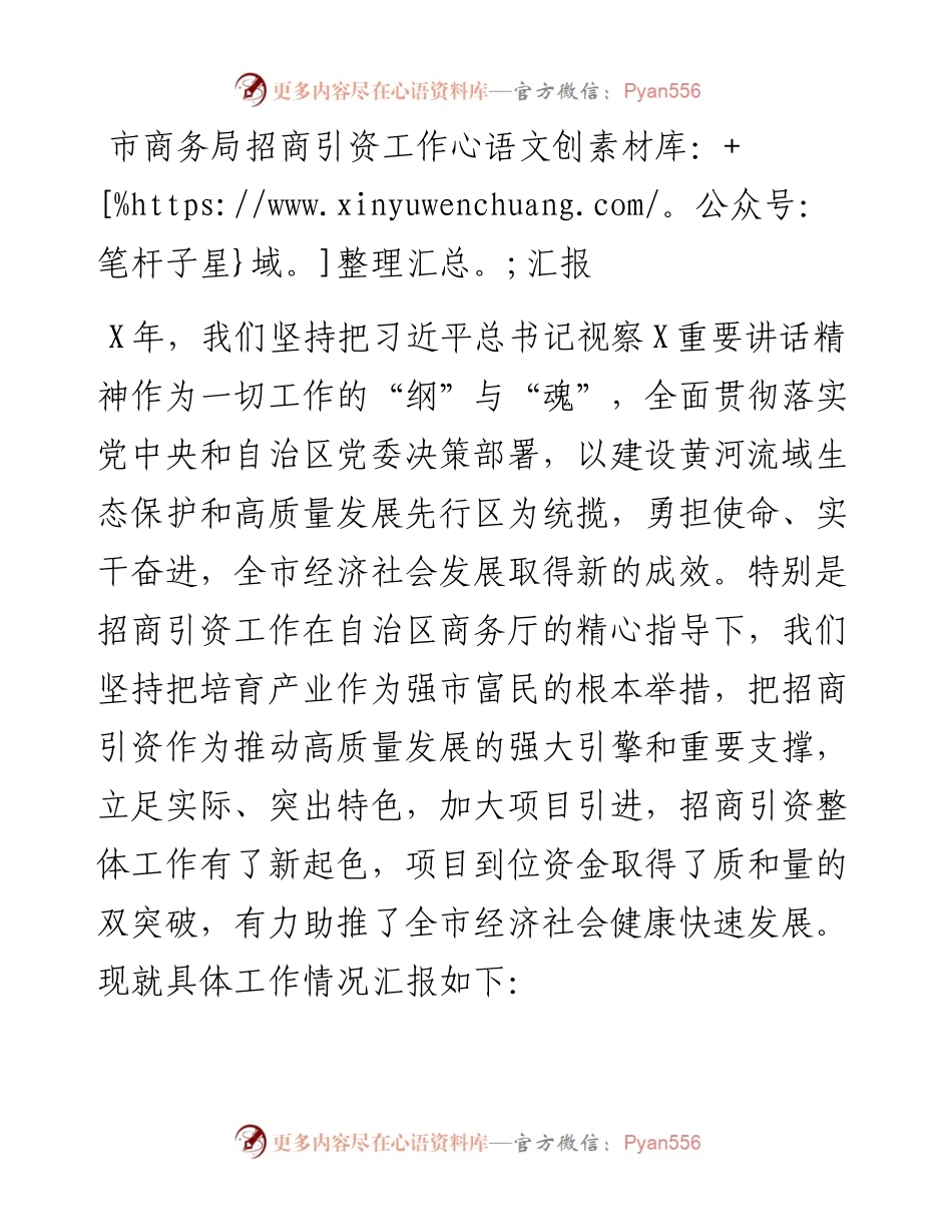 市商务局招商引资工作汇报.docx_第1页