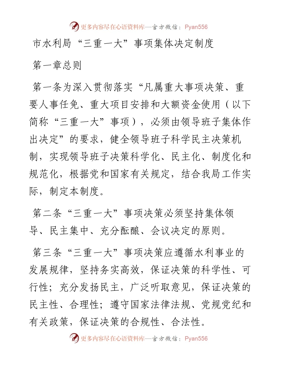 市水利局“三重一大”事项集体决定制度.docx_第1页