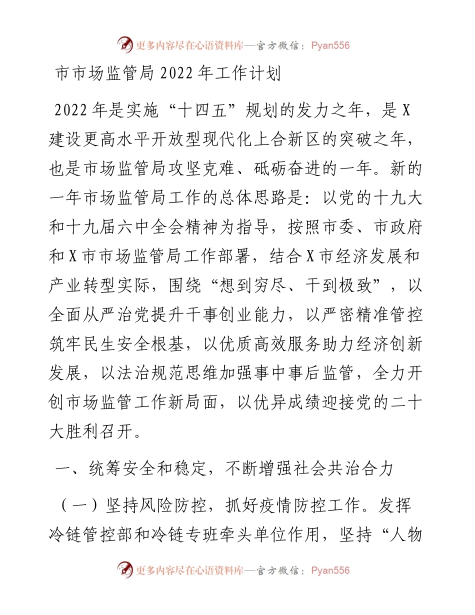 市市场监管局工作计划.docx_第1页