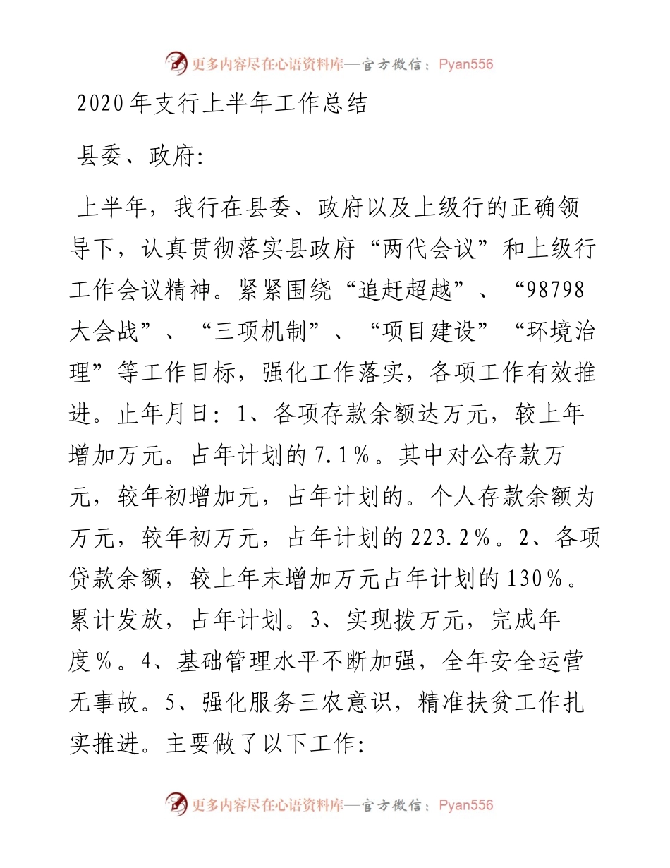 支行上半年工作总结.docx_第1页