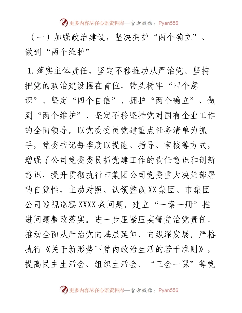 市国投集团公司党委度落实全面从严治党主体责任情况报告.docx_第2页