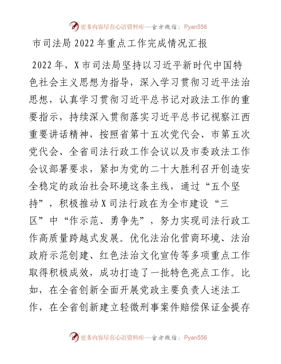 市司法局重点工作完成情况汇报.docx_第1页