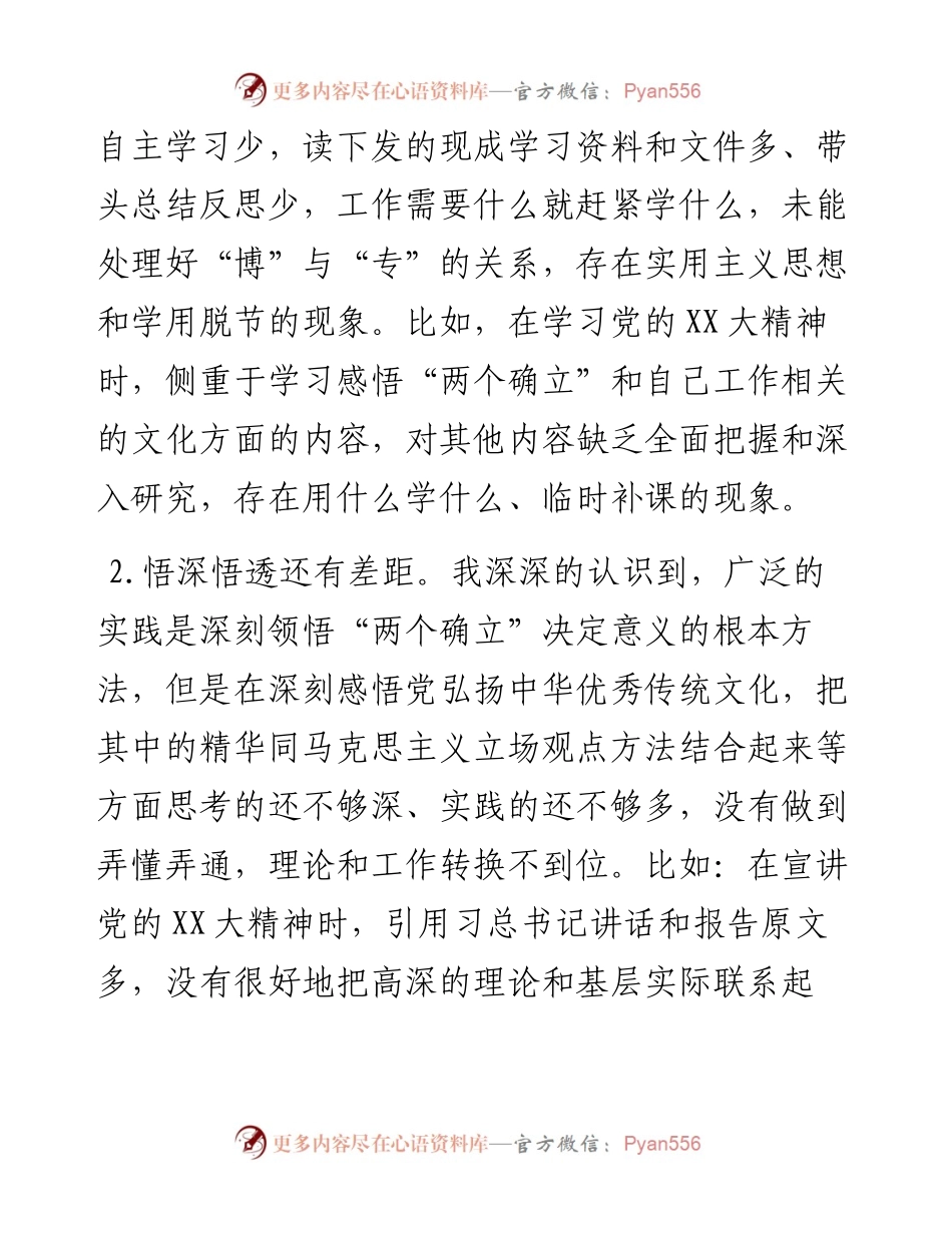 度宣传部长民主生活会个人发言提纲.docx_第2页