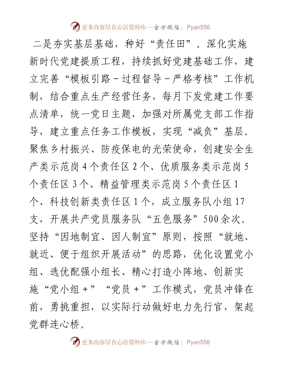 度抓基层党建工作述职报告---电力.docx_第2页