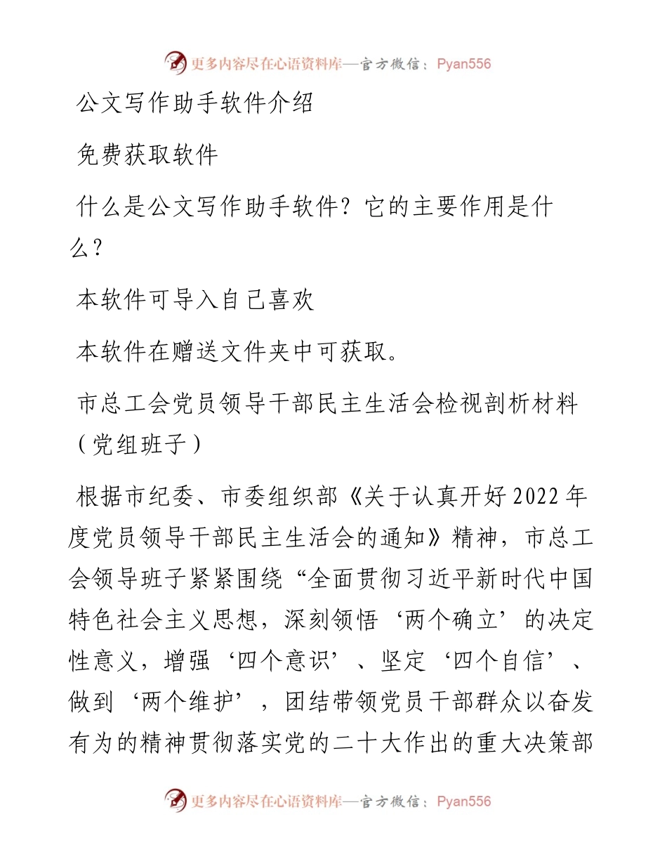 市总工会党员领导干部民主生活会检视剖析材料（党组班子）.docx_第1页