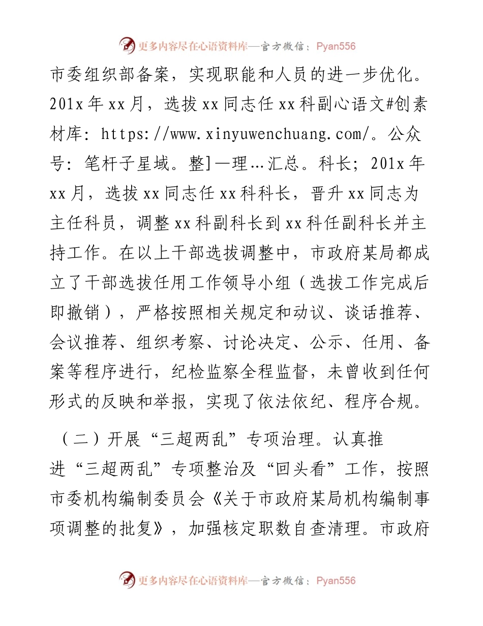 市政府X局关于选人用人巡视检查及领导干部担当作为情况的自查汇报.docx_第2页