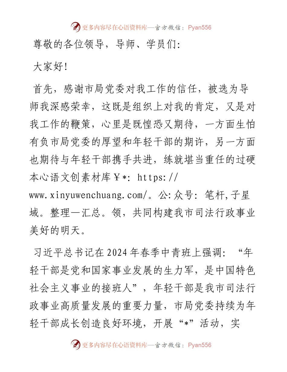 市司法局启动仪式上传帮带导师讲话.docx_第1页