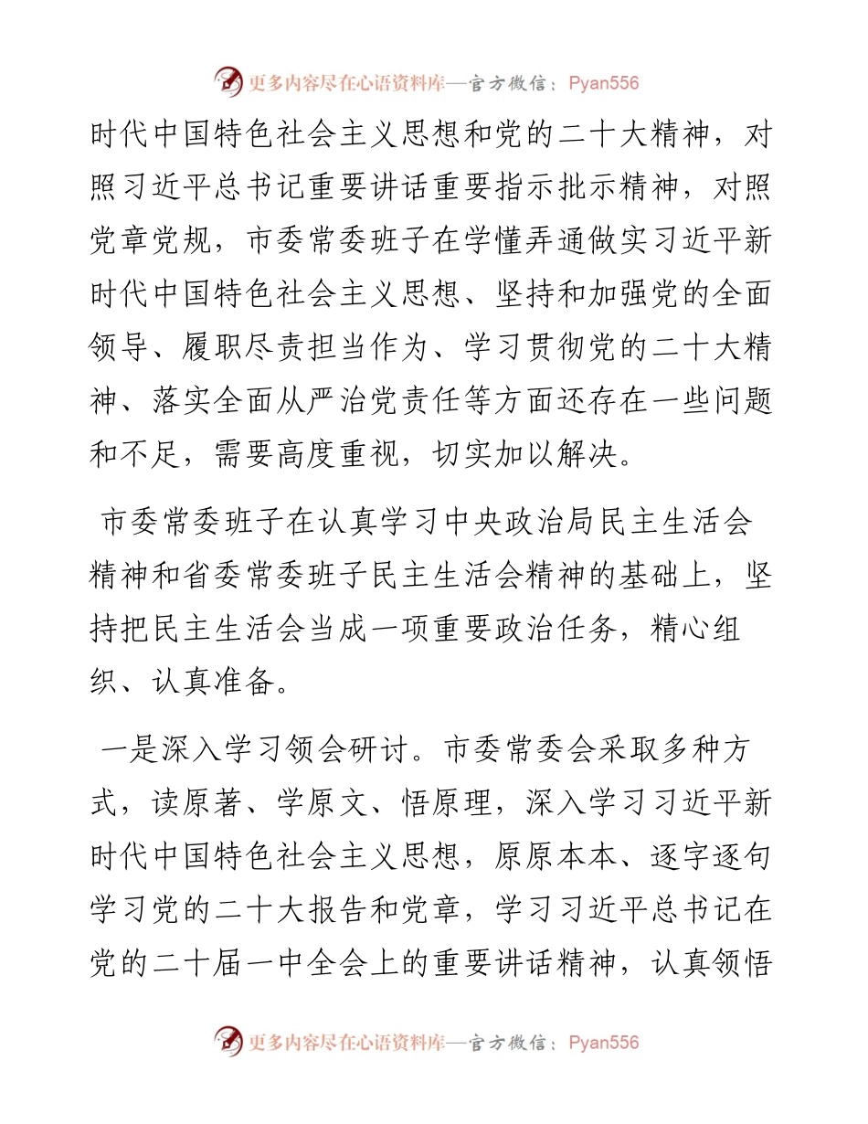 市委常委班子度“六个带头”民主生活会对照检查材料.docx_第2页