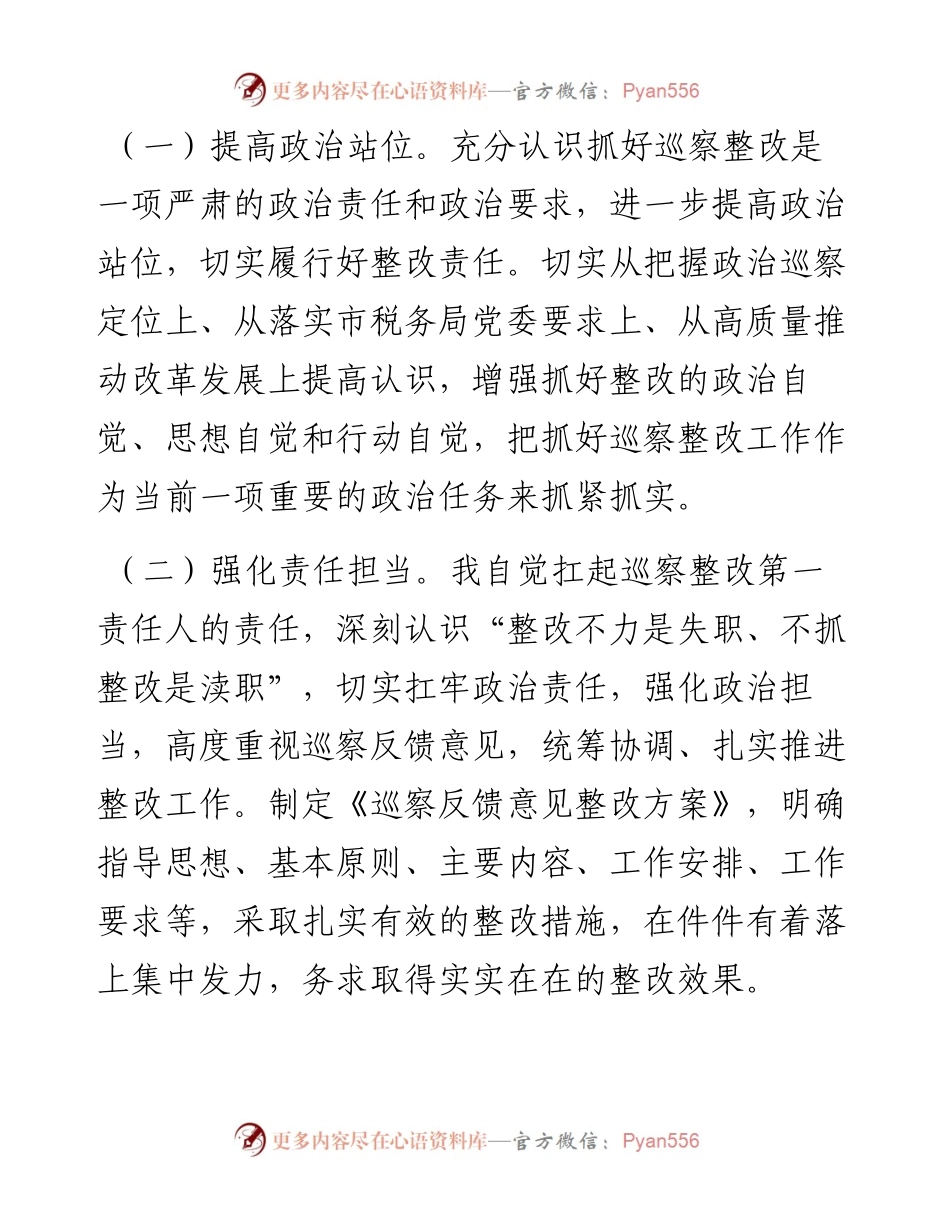 市税务局某党支部书记关于组织落实巡察整改情况的报告.docx_第2页