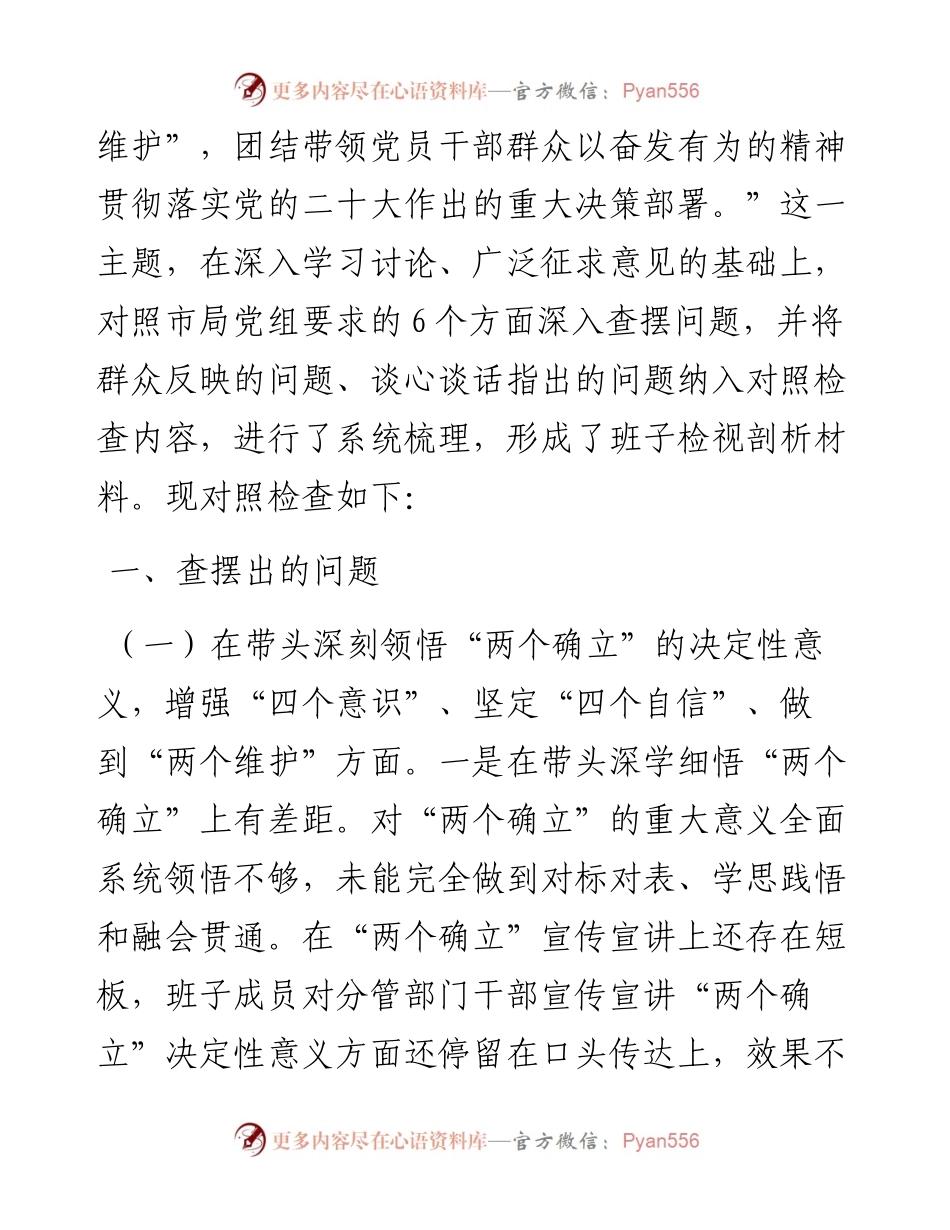 市场监管度领导班子组织生活会发言提纲.docx_第2页