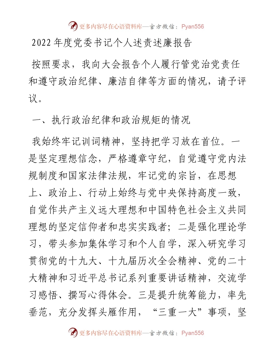 度党委书记个人述责述廉报告.docx_第1页