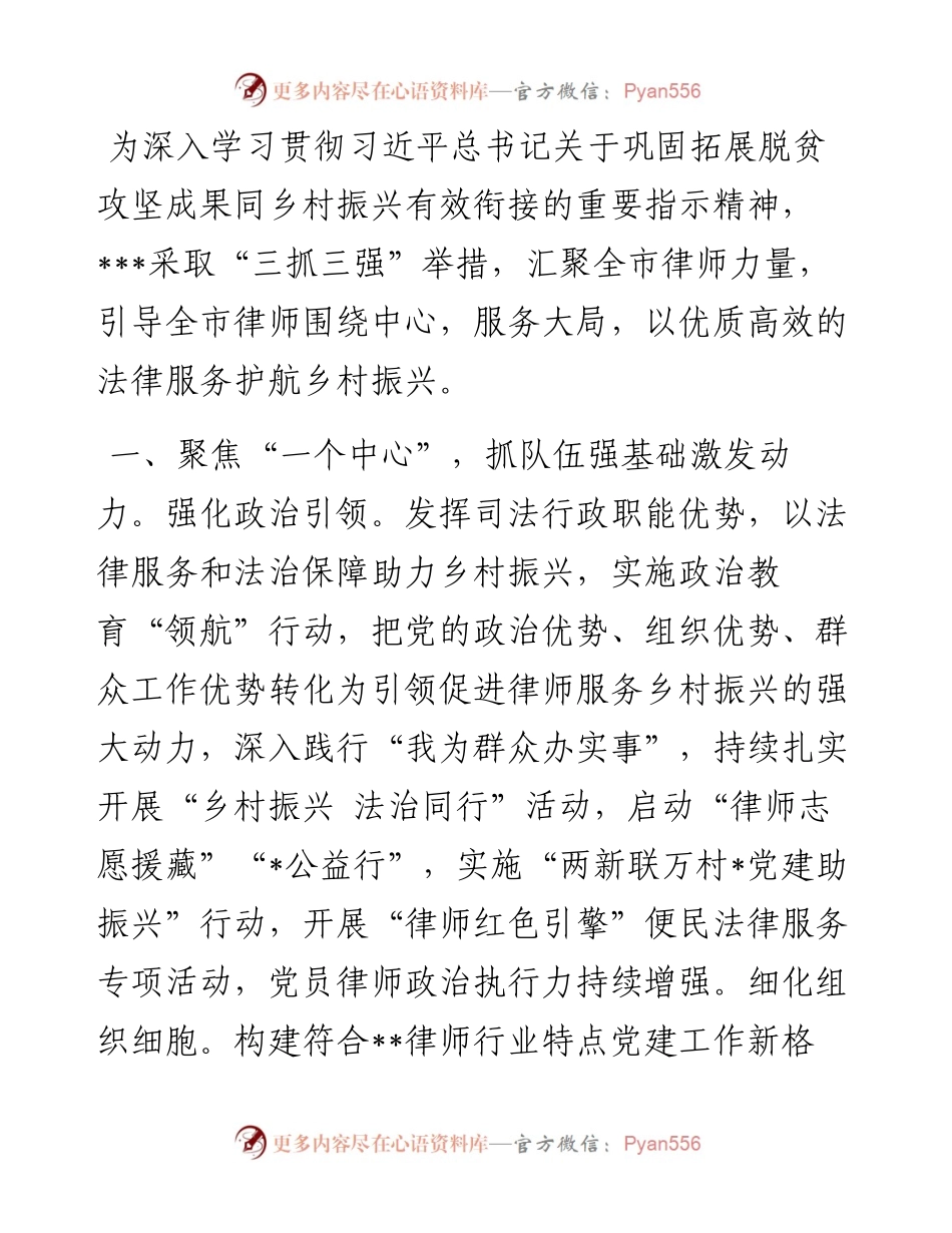 市律师队伍服务乡村振兴工作情况报告.docx_第1页