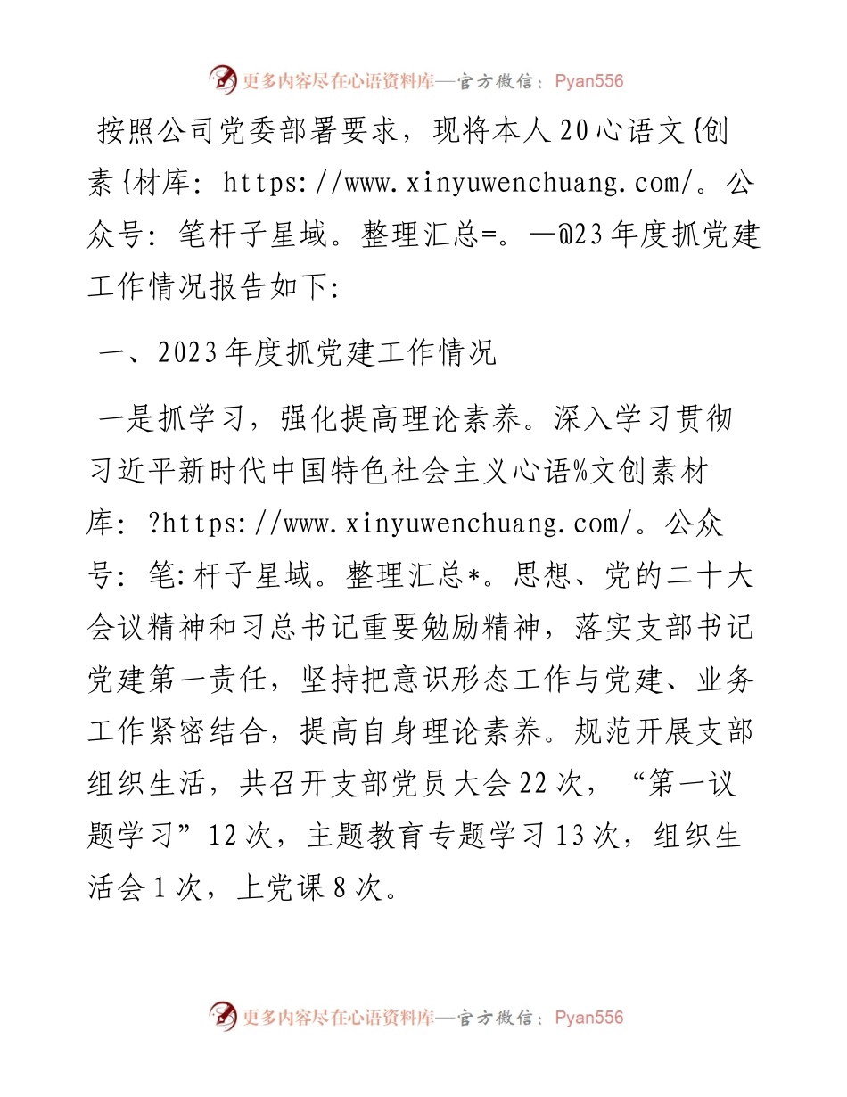 支部书记2023年度抓党建工作述职报告 (2).docx_第1页