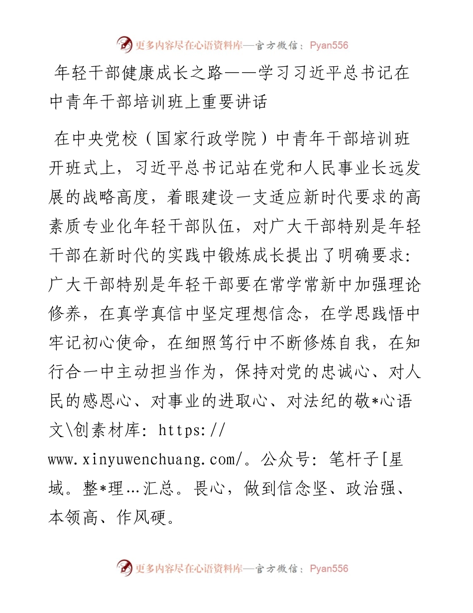 年轻干部健康成长之路——学习习近平总书记在中青年干部培训班上重要讲话.docx_第1页