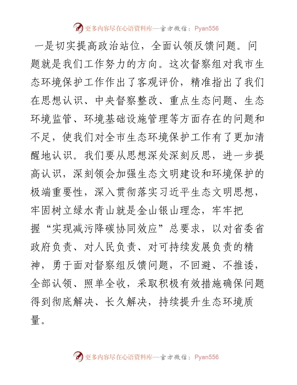 文汇系列2617--生态环保督察反馈会议表态发言汇编.docx_第2页